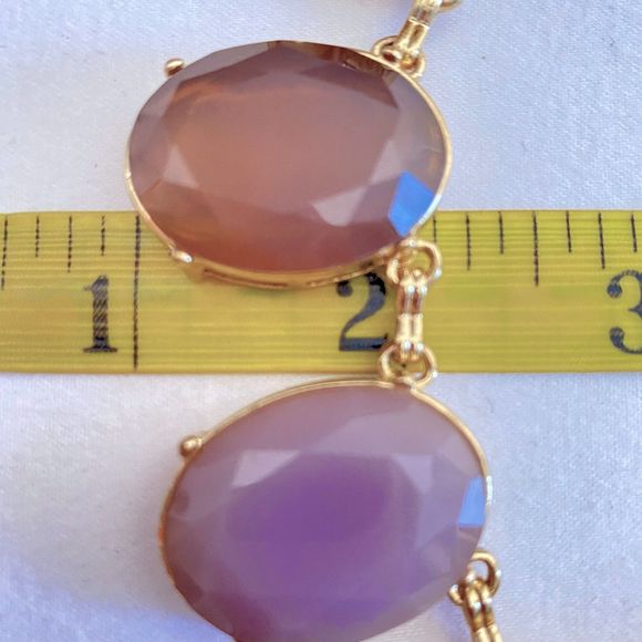 Talbots Necklace Large Oval Egg Pastel Facetted Stones Gold Tone Bezel Settings - Picture 4 of 8